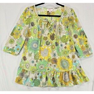Liberty of London Floral Tunic Top Women's S Ruffled Cottagecore Peasant Artsy